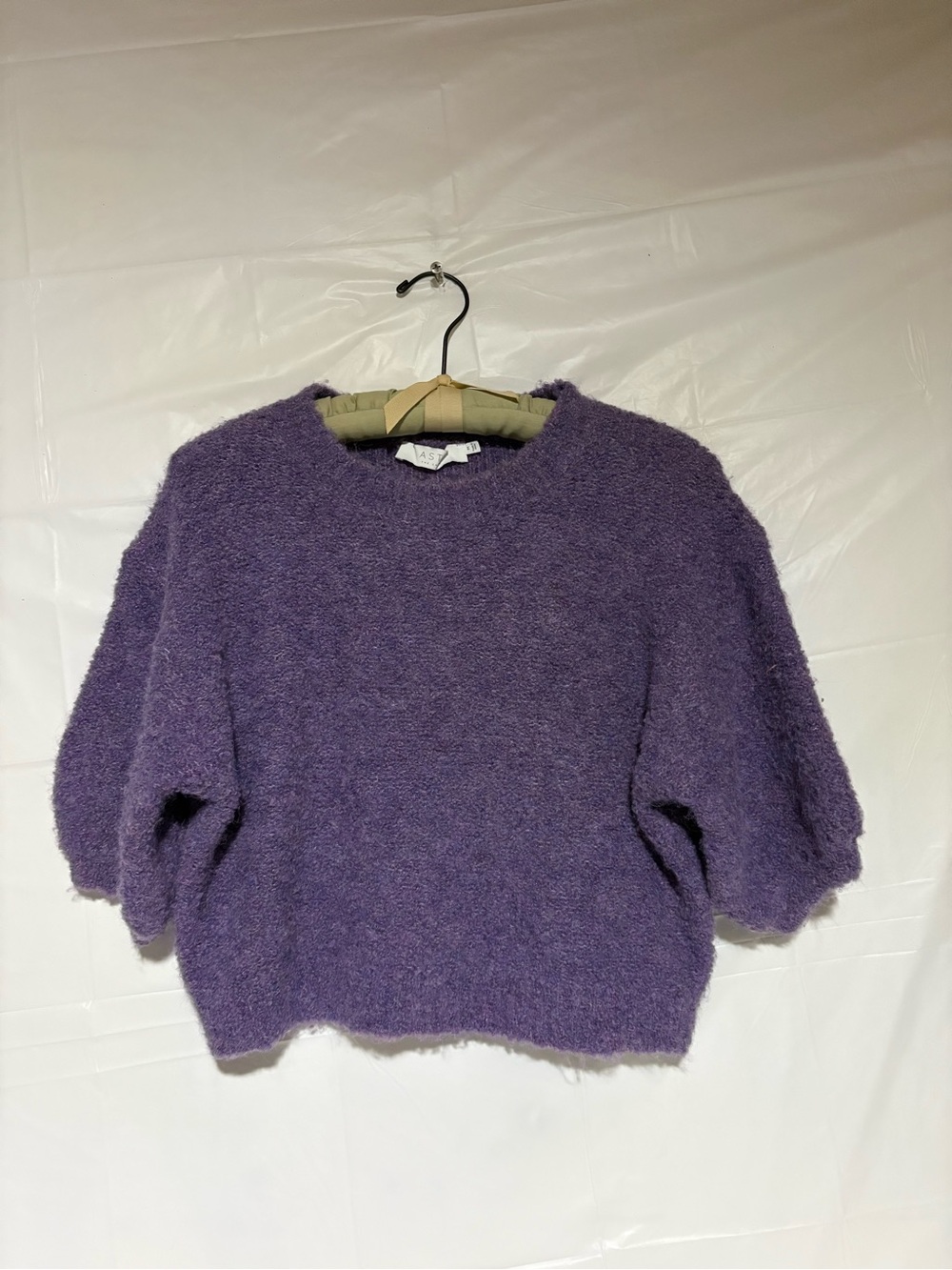 Astr the Label Plush Fuzzy Purple Crewneck Sweater